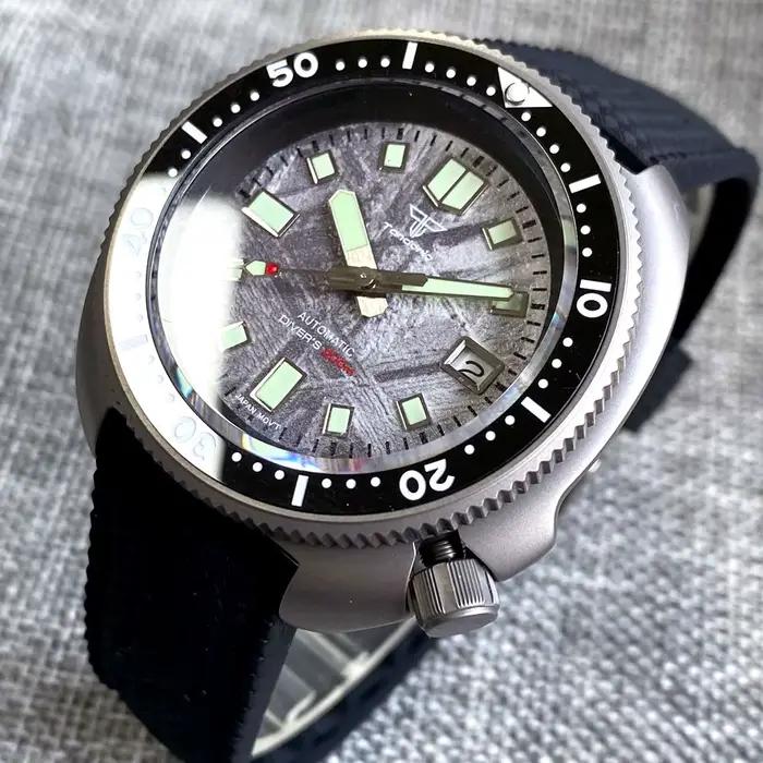 Tandorio titane matériel tortue montre automatique hommes 200M étanche vadrouille cadran 120 clics lunette bande tropicale plongeur Reloj Hombre