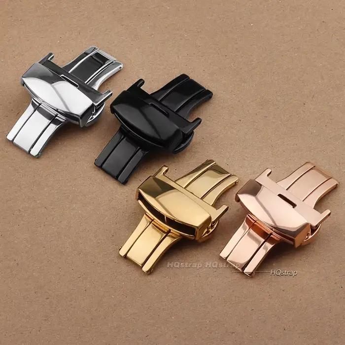 Fermoir papillon en acier inoxydable double clic pour bracelet de montre personnalisé en différentes tailles et couleurs pour femmes et hommes occasions spéciales