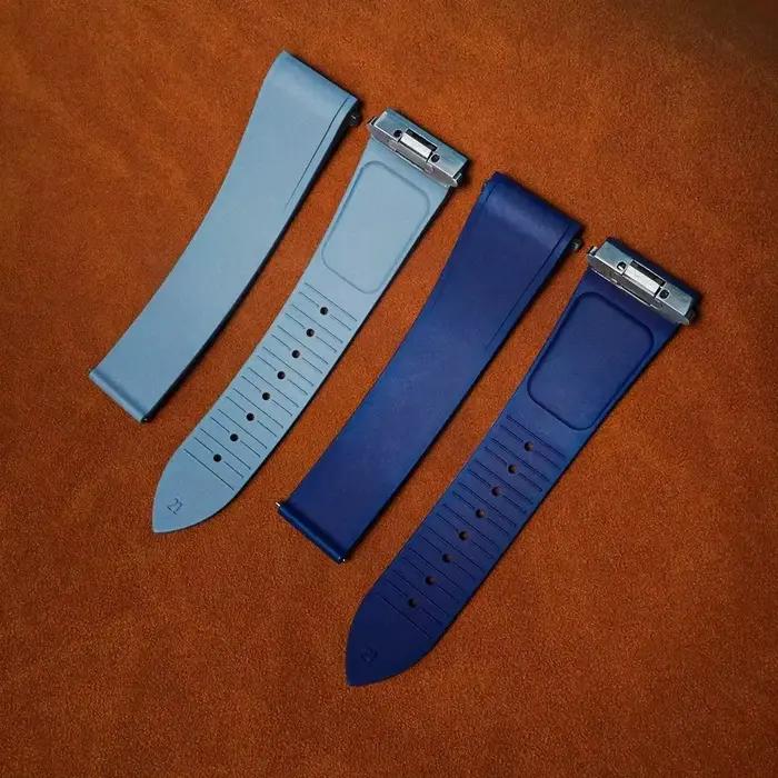 Bracelet de montre en caoutchouc fluoro adaptable pour Cartier Santos FKM avec boucle pliante pour femmes et hommes élégant et résistant à l'eau pour toutes les occasions