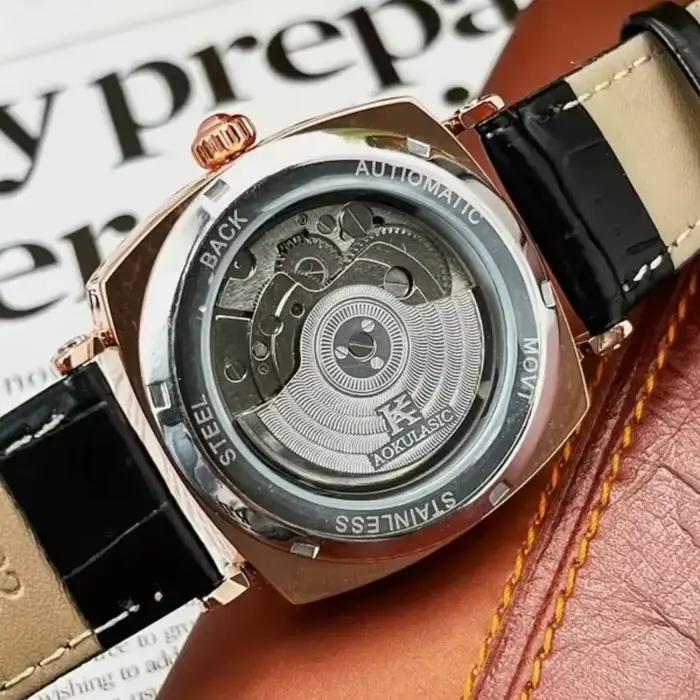 Montre Mécanique Automatique Elégante Pour Homme Cadran Squelette Boîtier En Alliage Bracelet En Cuir Occasions Professionnelles Et Décontractées