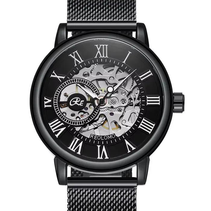Montre mécanique homme marque de luxe squelette bracelet acier inoxydable pour homme ocassions spéciales style élégant durable