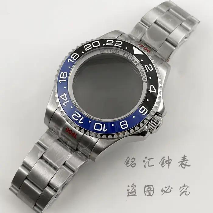 Boîtier de montre en acier inoxydable argenté 44MM SEA Big DEEP Homage avec verre saphir