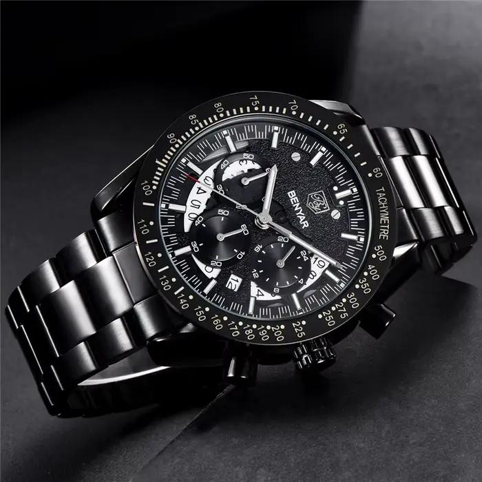 BENYAR mode Sport montre hommes haut de gamme de luxe noir mâle chronographe horloge militaire en acier inoxydable étanche montre-bracelet 5120