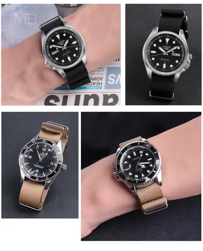 Bracelet de montre tissé en toile de nylon étanche à la transpiration pour hommes et femmes