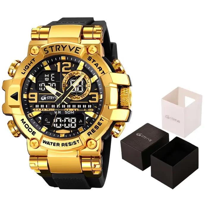 Nouvelle montre STRYVE pour hommes avec mouvement double analogique-digital, résistante à l'eau jusqu'à 50m, idéale pour les sports et les occasions spéciales
