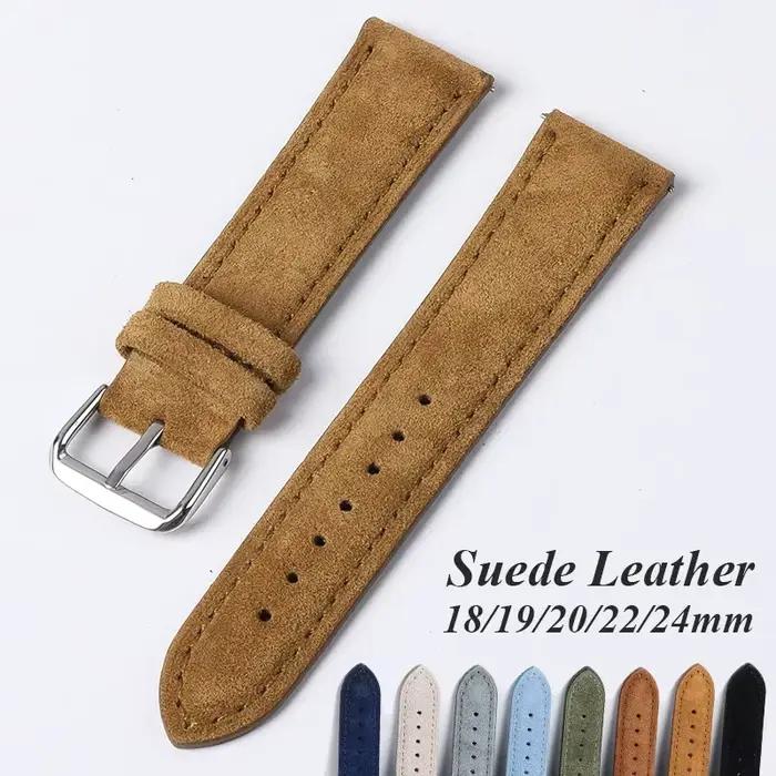 Bracelet de montre en cuir véritable suédé pour Seiko