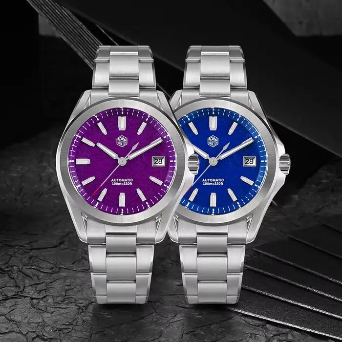 San Martin 39mm montre de Sport de luxe cadran émail NH35 automatique mécanique pour hommes montres en acier étanche 10Bar lumineux SN0129