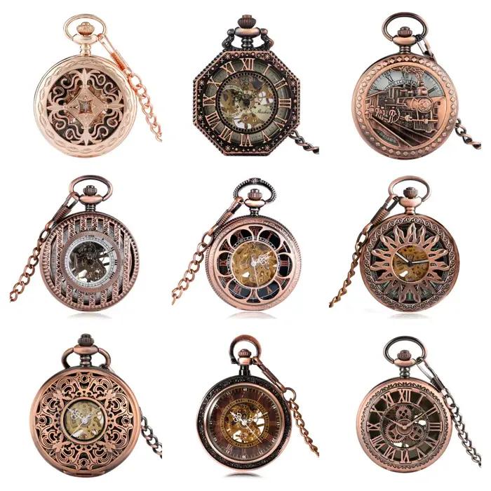 Montre de poche mécanique antique en alliage pour homme avec cadran en acier inoxydable pour occasions spéciales et cadeaux d'affaires