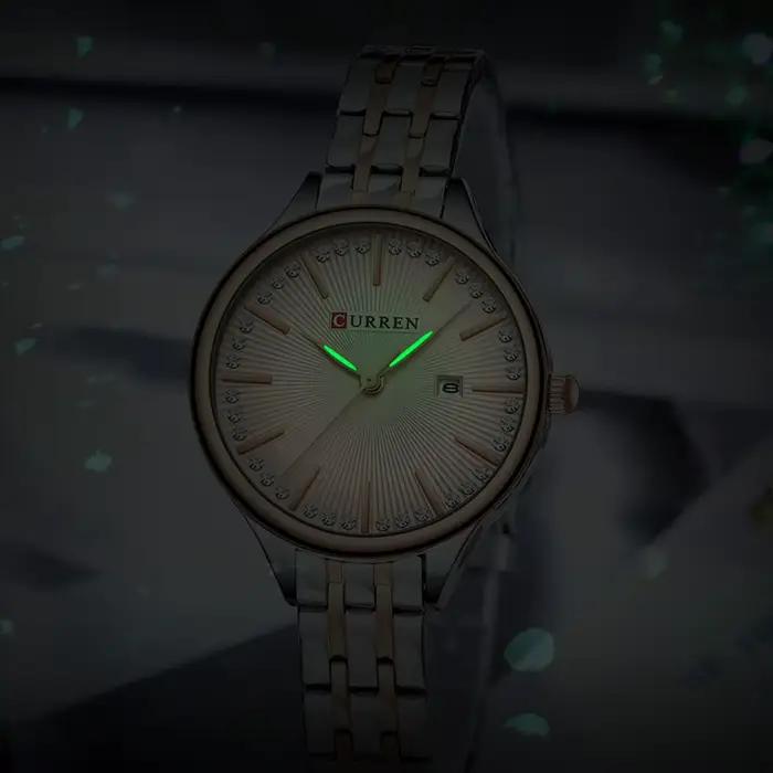 Montre Curren Simple Quartz Femme Bracelet Acier Inoxydable Occasions Spéciales Résistance Eau 3 Bars