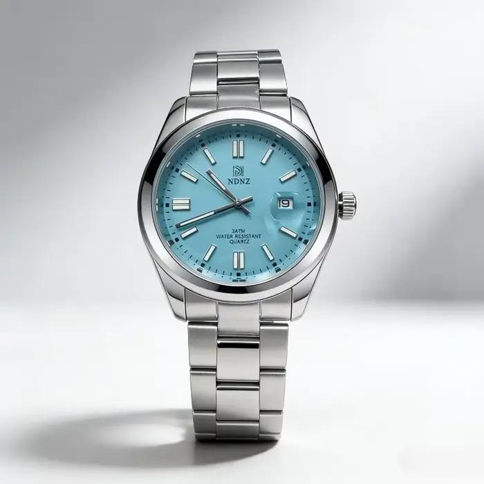 Montre à quartz pour homme avec cadran bleu ciel