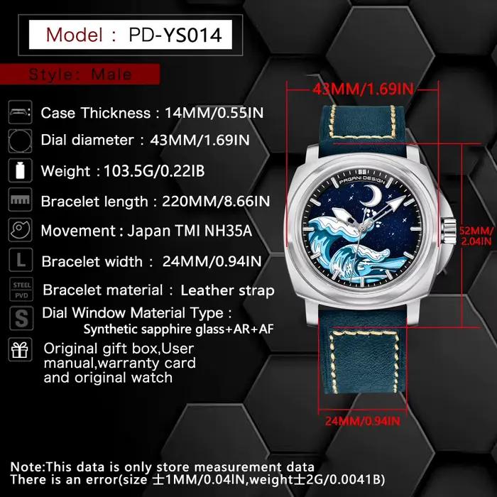 PAGANI DESIGN NH35 montre mécanique entièrement automatique mode luxe hommes saphir garantie étanche 10Bar