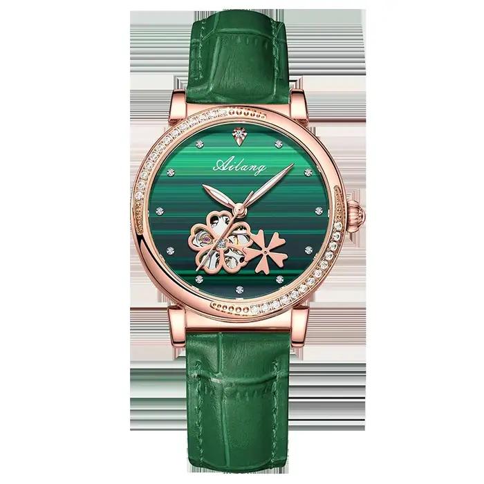 Montre Daniel Gorman en acier inoxydable avec bracelet en cuir pour homme et femme, mouvement manuel ventilé et automatique, pour occasions formelles et quotidiennes