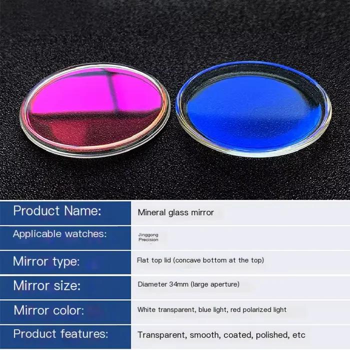 Couvercle plat en verre trempé 34mm pour montre Bullhead 6138-0011 avec grand chanfrein et protection anti-rayures pour hommes élégants