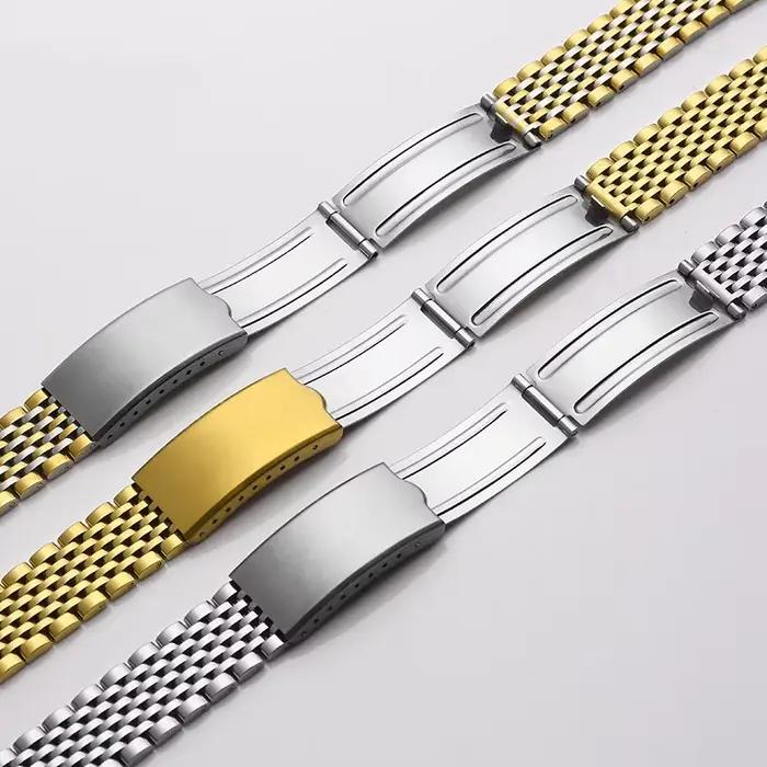 Bracelet de montre en acier inoxydable massif à extrémités courbées 18/19/20 mm pour Omega Seamaster De Ville