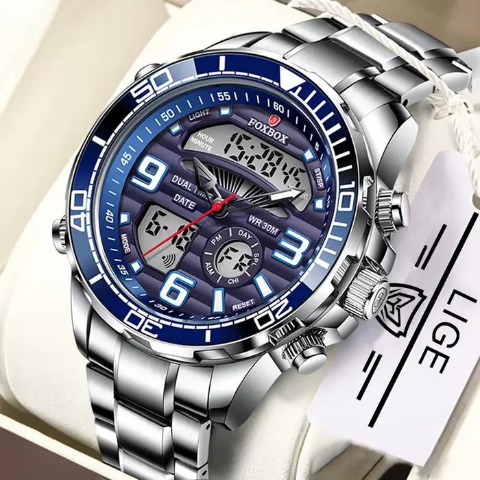 2025 LIGE marque Foxbox numérique hommes montres haut de gamme Sport montre-bracelet à Quartz