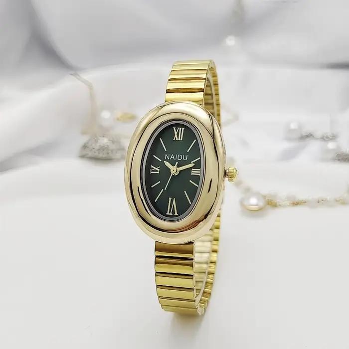 Montres ovales pour femmes avec bracelet en acier inoxydable
