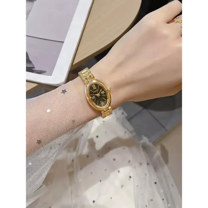 SUNMATE Petite montre dorée de luxe pour femme