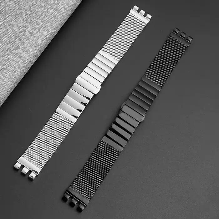 Pour Swatch IRONY YAS112 /YGS749 bracelet en maille tissée en acier fin pour hommes chaîne de montre série YIS YVS