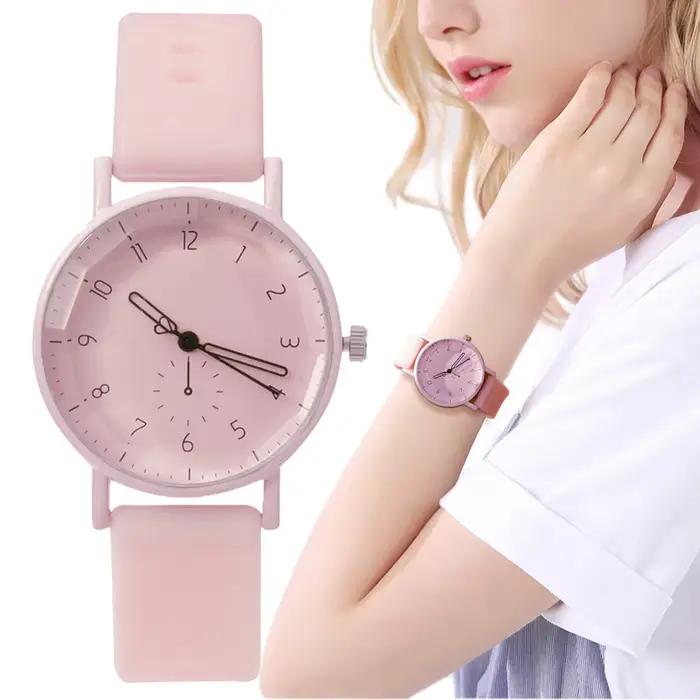 Rose Numérique Simple Femmes Robes Marque Montres Fashion 2023 Nouveau Montre à quartz pour dames avec bracelet en silicone Cadeau Horloge
