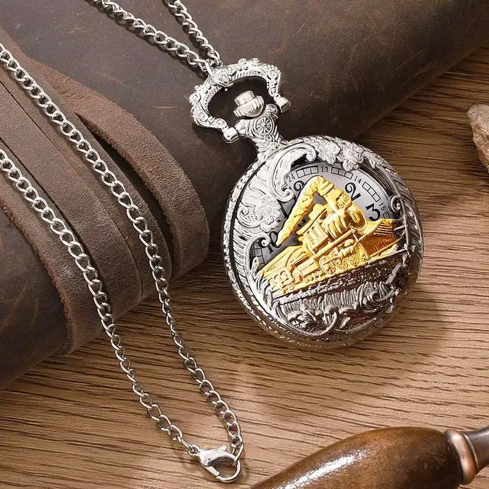 Montre de Poche avec Pendentif à Quartz pour Homme et Femme