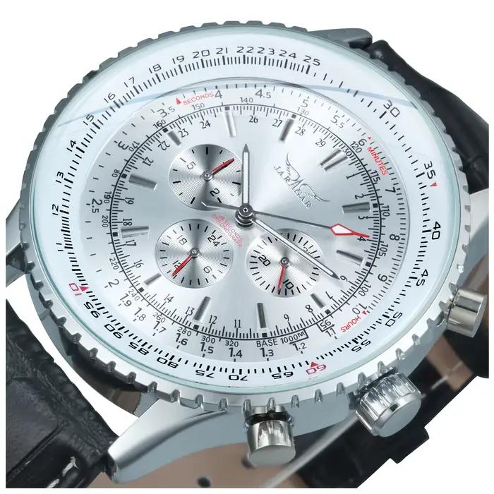 Montre JARAGAR pour homme, montre mécanique automatique multifonctionnelle, bracelet en cuir décontracté, montre sport, nouvelle collection