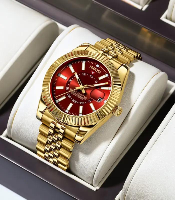 NIBOSI 2026 Nouvelle Marque Montres Hommes Montre à Quartz avec Date Étanche en Acier Inoxydable Montres-Bracelets