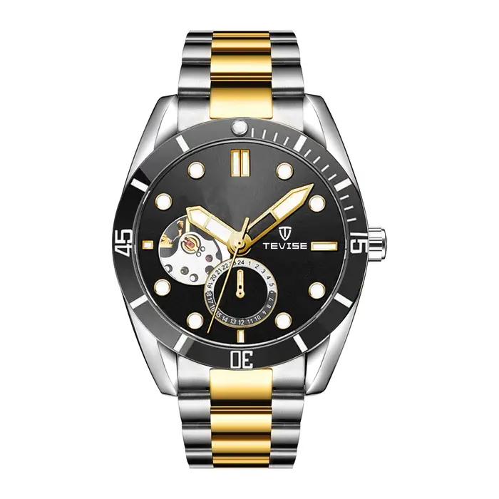 Montre TEVISE Mouvement Mécanique Automatique Mode Bracelet Acier Inoxydable Squelette Lumineuse Occasions Spéciales Pour Hommes