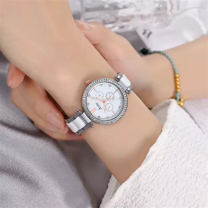 Montre-bracelet élégante et décontractée quartz pour femmes occasions spéciales bronze café multicolore rose gris