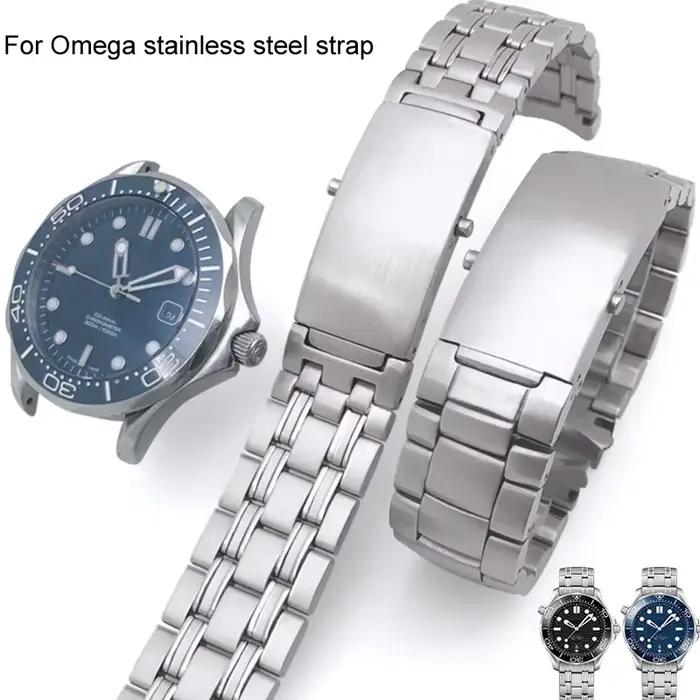 Bracelet en acier inoxydable Omega pour hommes avec fermoir acier, compatible avec montres traditionnelles, pour aventures et occasions spéciales