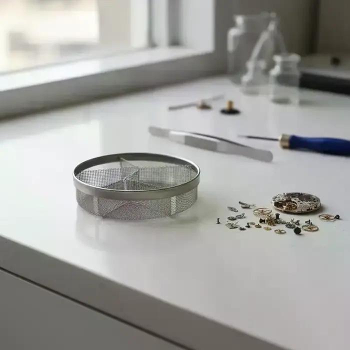Panier de nettoyage en maille d'acier inoxydable pour montres - Pièces de machine à nettoyer