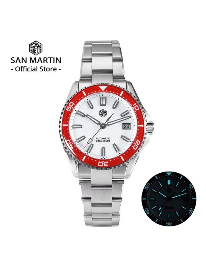 San Martin 2025 nouveau cadran en émail entièrement lumineux 39mm montre de plongée de luxe hommes