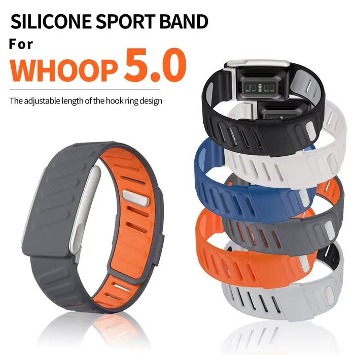 Bracelet de montre sportif en silicone double couleur avec cadre métallique pour Whoop 5.0 occassions sportives et mode