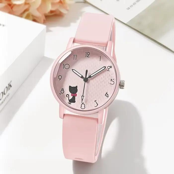 Montre pour femme, montre à quartz avec bracelet en silicone