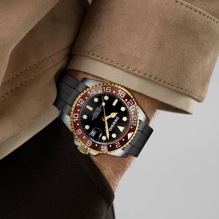 Deesio montre mécanique automatique pour hommes en acier inoxydable 316L affichage de la Date décontracté étanche