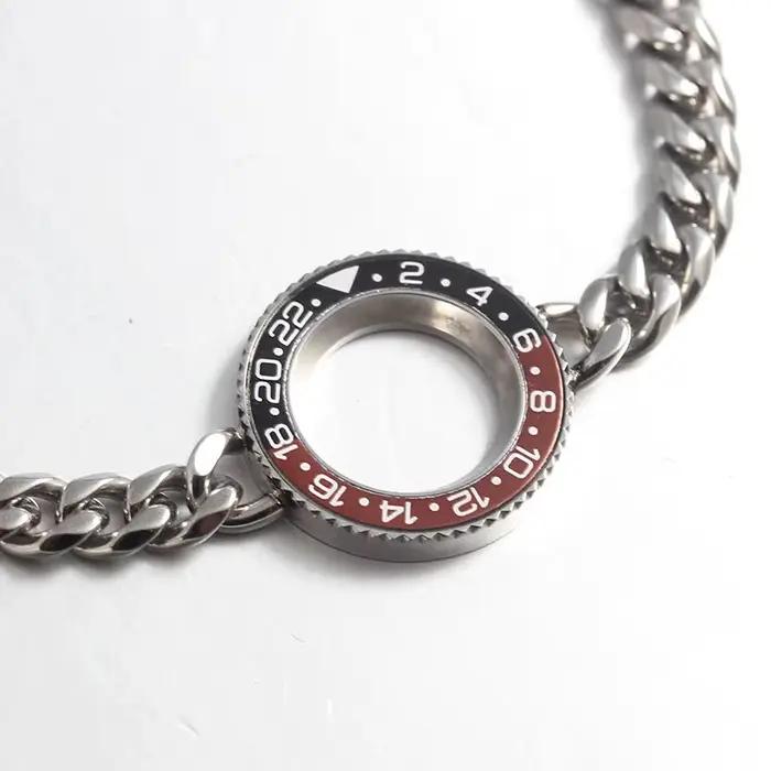 Montre tachymètre lunette GMT bracelet chaîne Cuba acier inoxydable plaqué or plaqué argent plaqué rhodium imitation plaqué platine plaqué rhodium plaqué titane vert foncé pour femmes hommes occasions spéciales