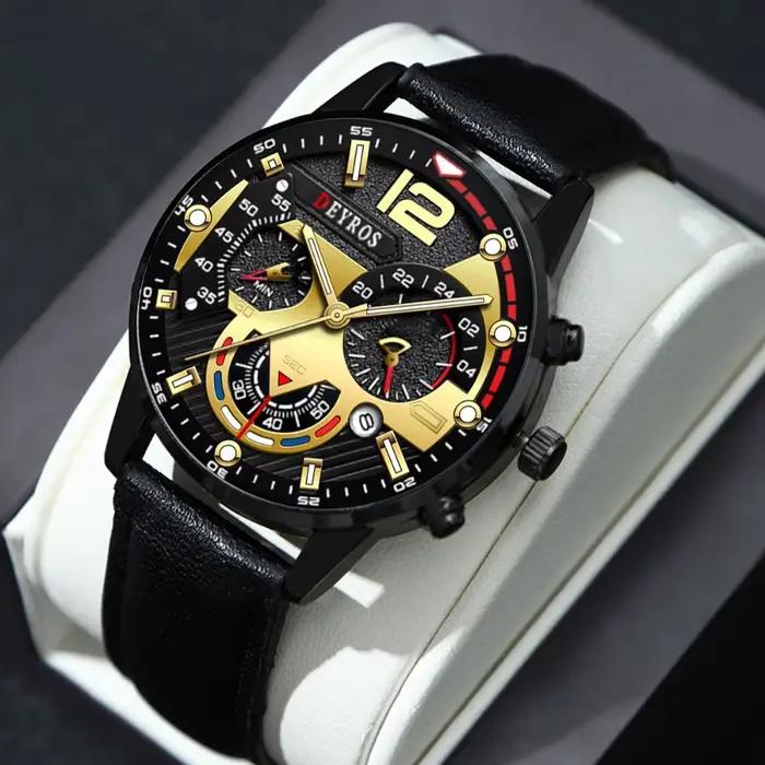 Montre DEYROS à Quartz Style Mode et Décontracté pour Hommes Occasions Spéciales Cadeau Polyvalent