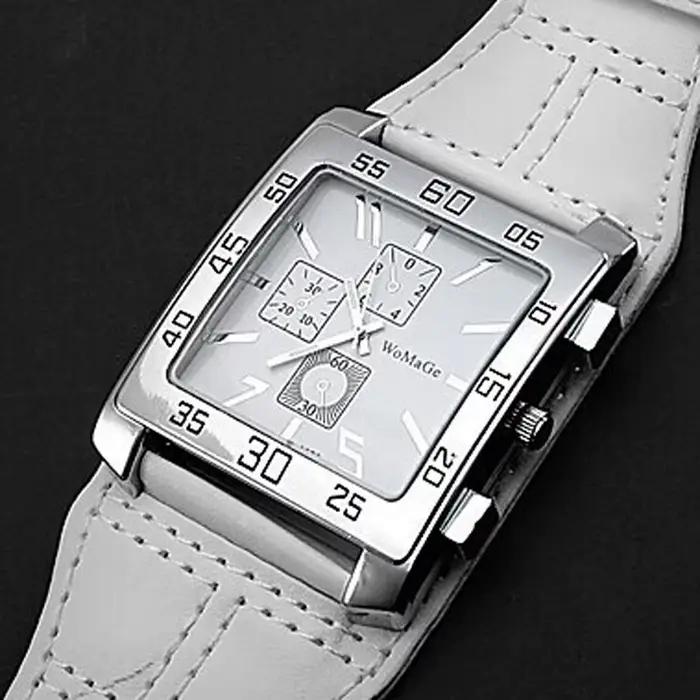Montre-bracelet carrée à quartz pour femme large bracelet cuir élégante mode décontracté occasions spéciales femmes