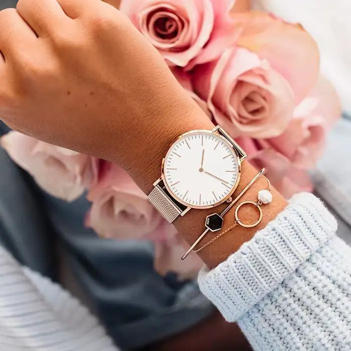 Montre de luxe en or Rose pour femmes