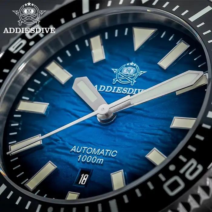 ADDIESDIVE Nouvelle Montre de Plongée de Luxe 2026 100 Bar Super Lumineuse avec Lunette en Céramique Personnalisée Verre Saphir Acier Analogique