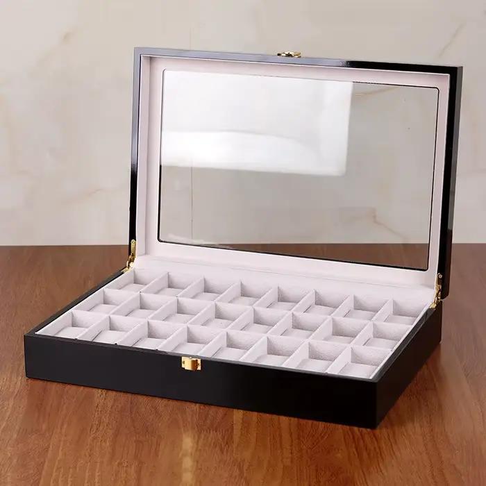Boîte de rangement de montre en bois ZBJP 24 fentes organisatrice pour homme et femme box à bijoux cadeau occasions spéciales