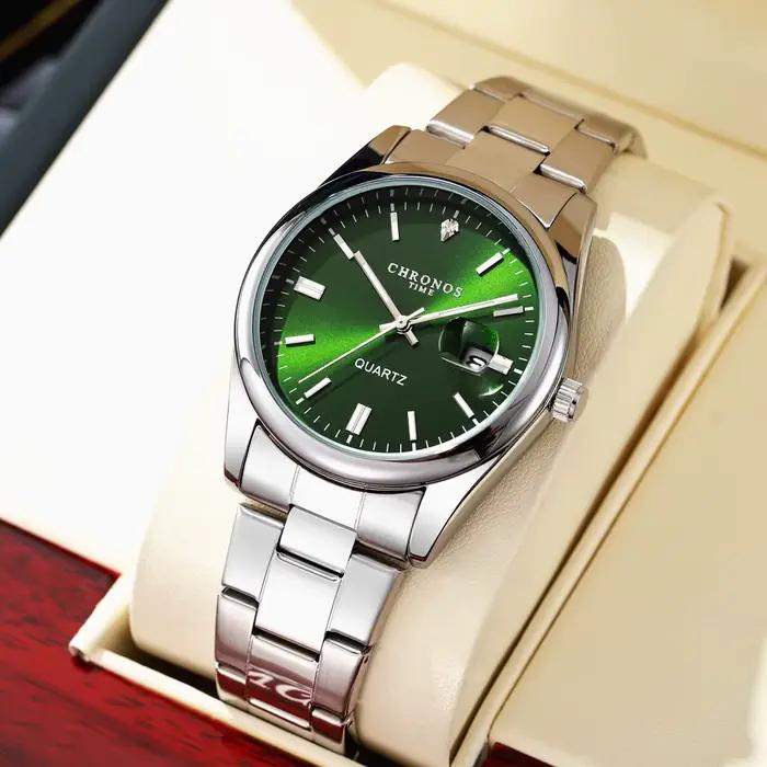 CHRONOS Top marque de luxe homme montre-bracelet étanche lumineux Date hommes montres en acier inoxydable Quartz montre