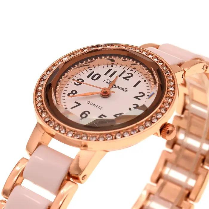 Montre-bracelet à quartz en or rose pour femme
