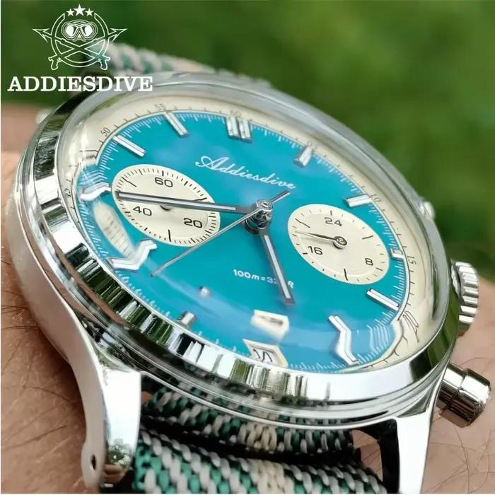 Montre chronographe homme ADDIESDIVE AD2095 acier inoxydable sport rouge résistante à l'eau pour activités nautiques et plein air