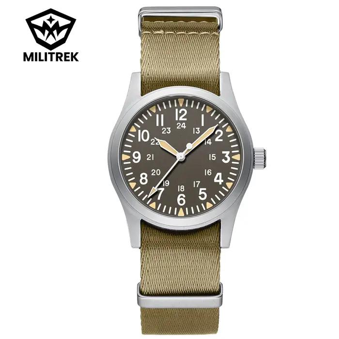 MILITREK 2025 hommes 100M montre étanche verre saphir mouvement à Quartz 37mm militaire lumineux acier inoxydable bleu Reloj Hombre