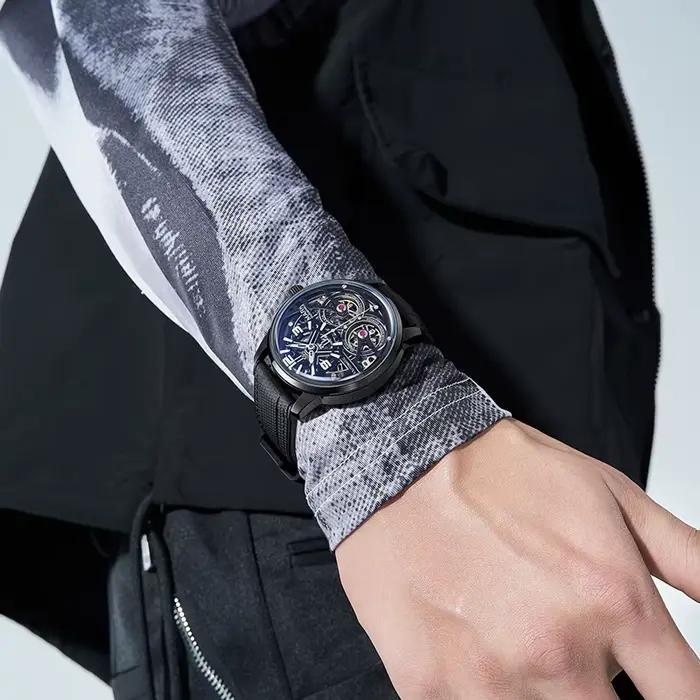 Montre-bracelet mécanique automatique pour homme Mark Fairwhale Fashion Tourbillon