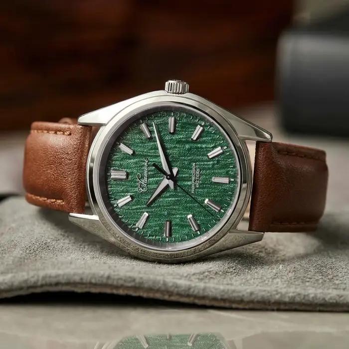 Watchdives GS05 37Mm Montres à quartz vintage Texture soleil VH31 Montre bracelet en cuir Verre saphir 100M Étanche Montre-bracelet pour homme