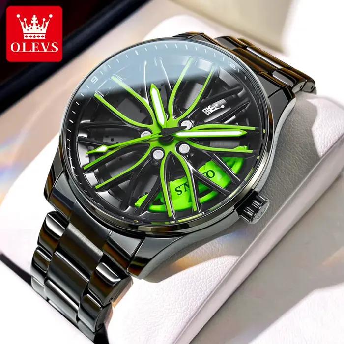 Montre-bracelet OLEVS 9937 en acier inoxydable lumineuse résistante à l'eau pour homme style fashion casual ocasions spéciales