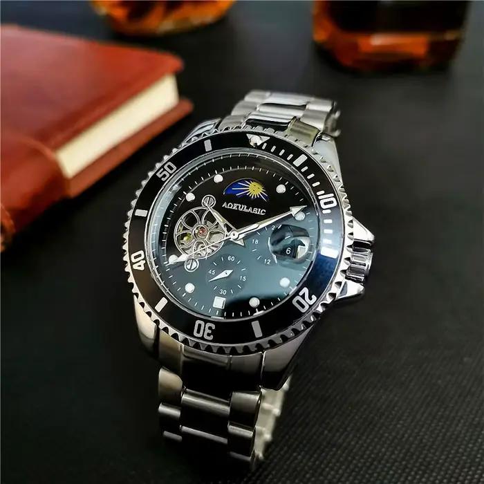 Montres mécaniques squelette à phase lunaire Tourbillon