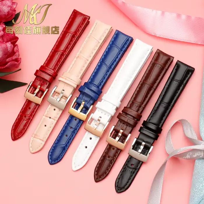 Bracelet de montre en cuir véritable avec fermoir pin pour montres traditionnelles femmes styles variés occasions spéciales