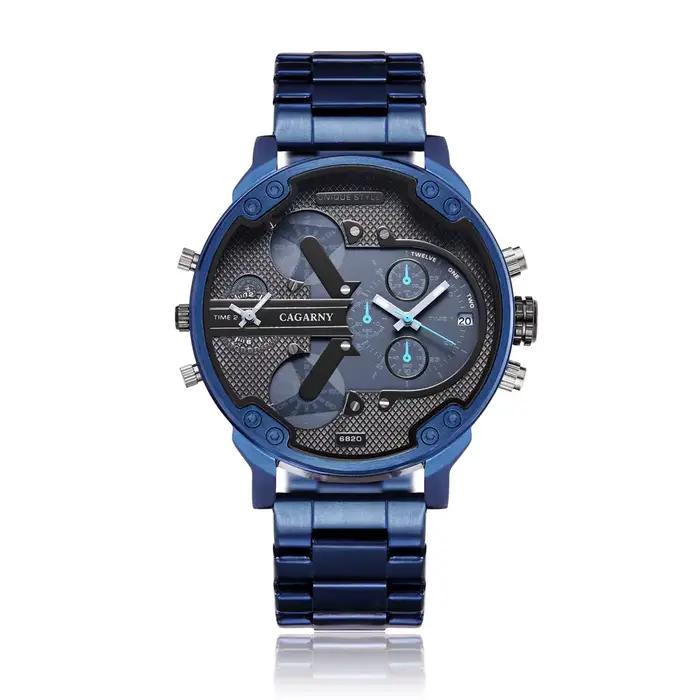 Montres pour hommes Top marque de luxe bracelet en acier double montre